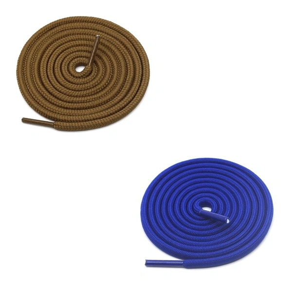 GRAH SANGRAH® 2 Pair (1 Pair Per Single Color) Unisex Shoes Laces For Sport, Running Casual Gym Shoelaces - 120 CM, Light Brown-Blue