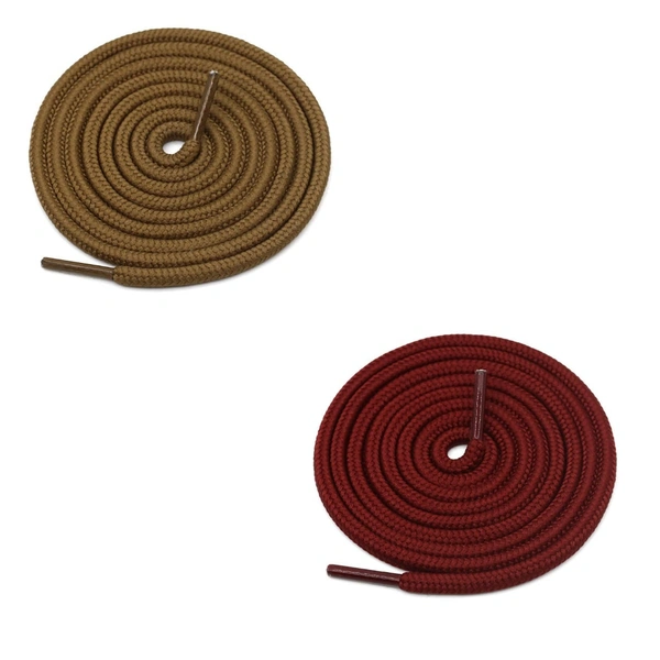 GRAH SANGRAH® 2 Pair (1 Pair Per Single Color) Unisex Shoes Laces For Sport, Running Casual Gym Shoelaces - 120 CM, Light Brown-Maroon