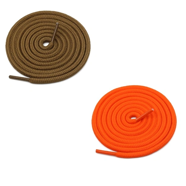 GRAH SANGRAH® 2 Pair (1 Pair Per Single Color) Unisex Shoes Laces For Sport, Running Casual Gym Shoelaces - 120 CM, Light Brown-Orange