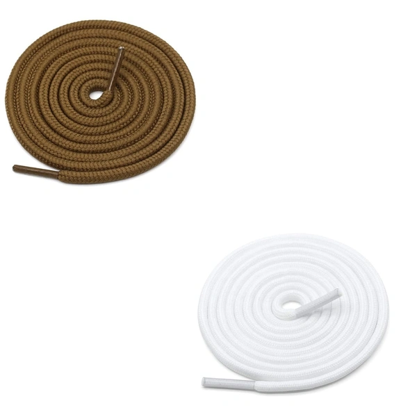 GRAH SANGRAH® 2 Pair (1 Pair Per Single Color) Unisex Shoes Laces For Sport, Running Casual Gym Shoelaces - 120 CM, Light Brown-White