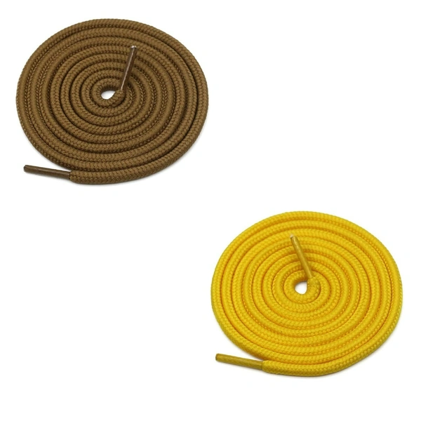 GRAH SANGRAH® 2 Pair (1 Pair Per Single Color) Unisex Shoes Laces For Sport, Running Casual Gym Shoelaces - 120 CM, Light Brown _ Yellow