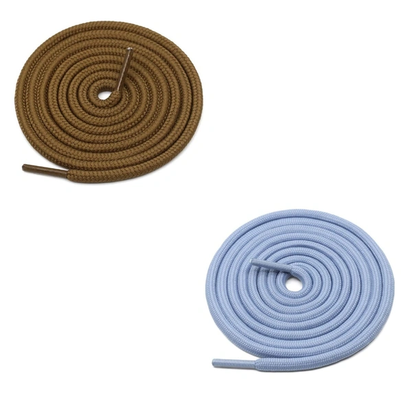 GRAH SANGRAH® 2 Pair (1 Pair Per Single Color) Unisex Shoes Laces For Sport, Running Casual Gym Shoelaces - 120 CM, Light Brown-Sky