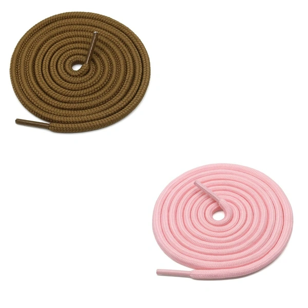 GRAH SANGRAH® 2 Pair (1 Pair Per Single Color) Unisex Shoes Laces For Sport, Running Casual Gym Shoelaces - 120 CM, Light Brown_ Pink