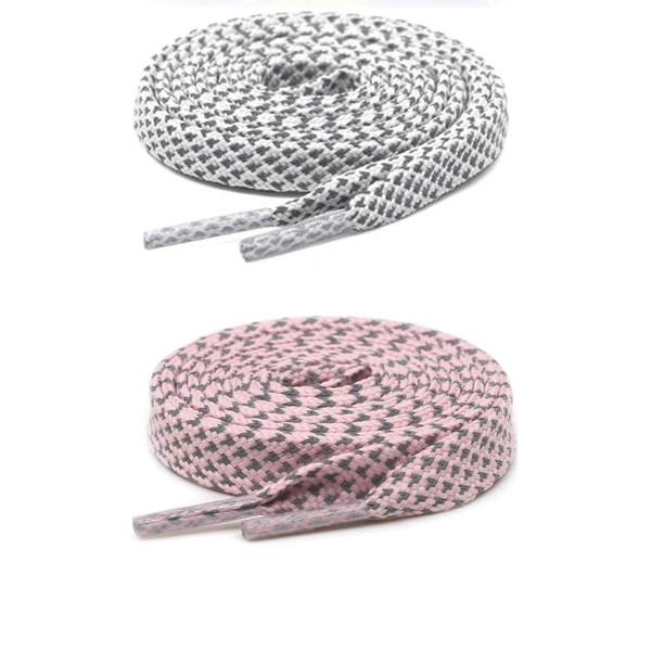 GRAH SANGRAH® (2 Pair (1 Pair Per Single Color) Reflective Unisex Shoelaces For Sport, Running Casual Shoes - 120 CM, White Pink