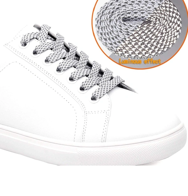 GRAH SANGRAH® (2 Pair) Reflective Flat Shoelaces For Sport, Running Casual Shoes - 120 CM, White