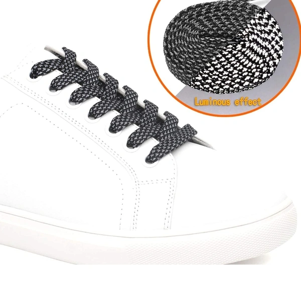 GRAH SANGRAH® (2 Pair) Reflective Flat Shoelaces For Sport, Running Casual Shoes - 120 CM, Black