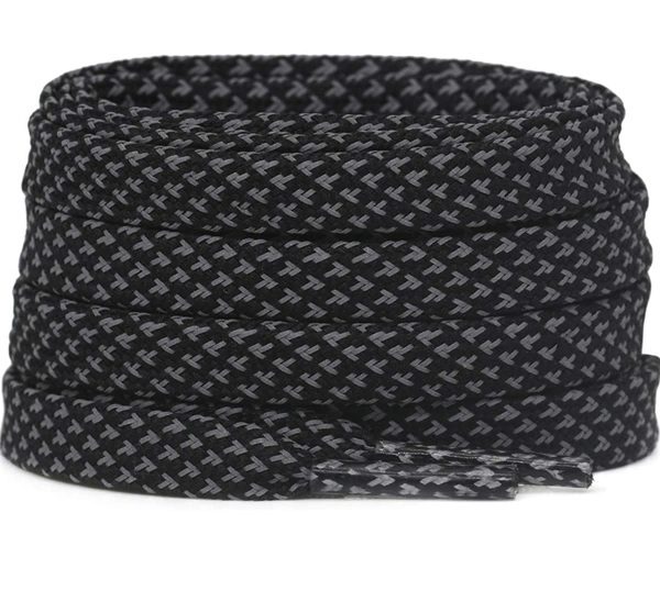 GRAH SANGRAH® (2 Pair) Reflective Flat Shoelaces For Sport, Running Casual Shoes - 120 CM, Black