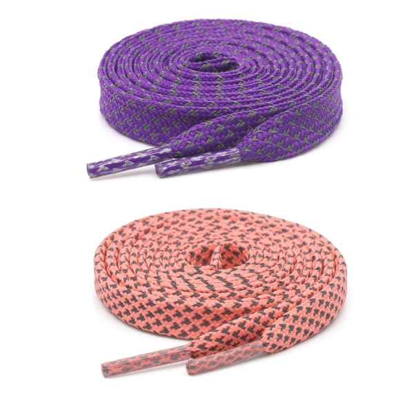 GRAH SANGRAH® (2 Pair (1 Pair Per Single Color) Reflective Unisex Shoelaces For Sport, Running Casual Shoes - 120 CM, Purple-Gaajri