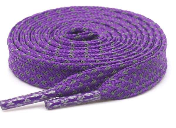 GRAH SANGRAH® (2 Pair (1 Pair Per Single Color) Reflective Unisex Shoelaces For Sport, Running Casual Shoes - 120 CM, Purple-Pink