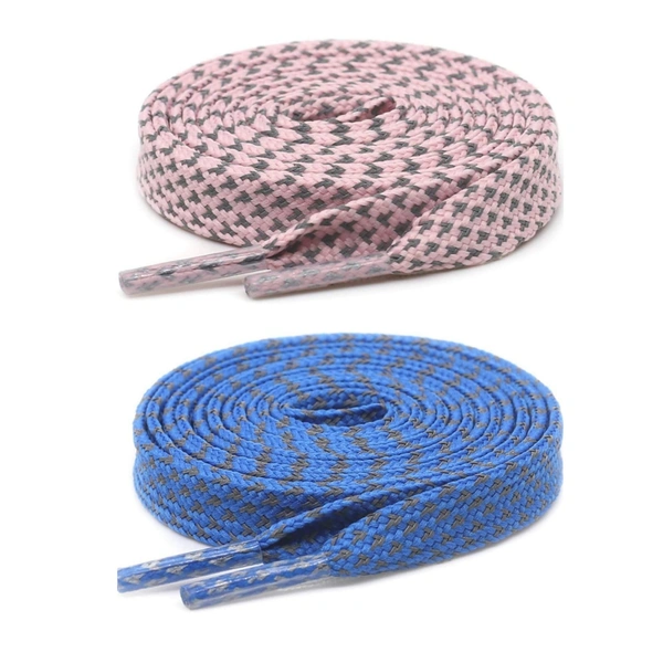 GRAH SANGRAH® (2 Pair (1 Pair Per Single Color) Reflective Unisex Shoelaces For Sport, Running Casual Shoes - 120 CM, Pink-Blue