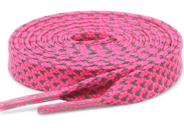 GRAH SANGRAH® (2 Pair (1 Pair Per Single Color) Reflective Unisex Shoelaces For Sport, Running Casual Shoes - 120 CM, Hot Pink-Light Pink