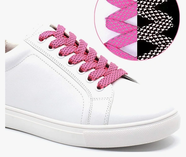 GRAH SANGRAH® (2 Pair) Reflective Flat Shoelaces For Sport, Running Casual Shoes - 120 CM, Hot Pink