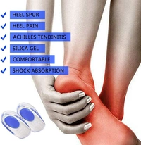 GRAH SANGRAH® Gel Heel Protector Insole Cups for Swelling, Pain Relief, Foot Care Support Cushion for Men and Women or Stylish Plastic Shoe Horns (Multi, Heel Cup- 1 Pair) - Free Size