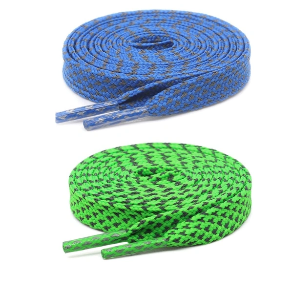 GRAH SANGRAH® (2 Pair (1 Pair Per Single Color) Reflective Unisex Shoelaces For Sport, Running Casual Shoes - 120 CM, Blue-Green