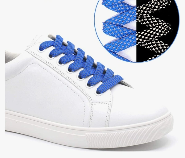 GRAH SANGRAH® (2 Pair) Reflective Flat Shoelaces For Sport, Running Casual Shoes - 120 CM, Blue