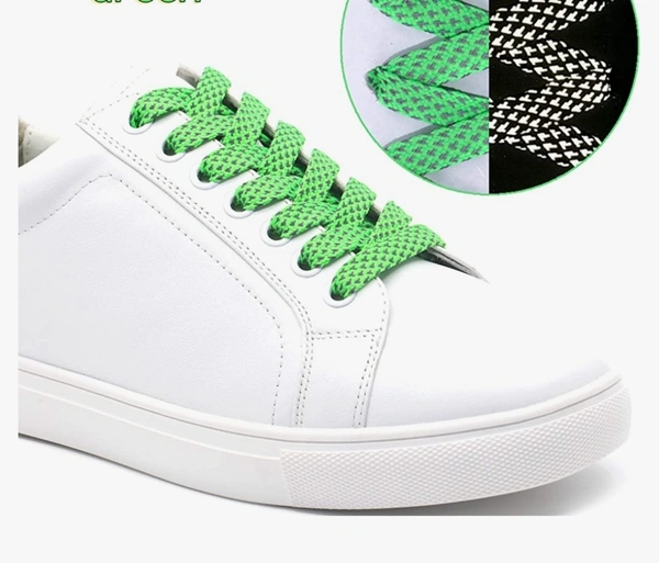 GRAH SANGRAH® (2 Pair) Reflective Flat Shoelaces For Sport, Running Casual Shoes - 120 CM, Green