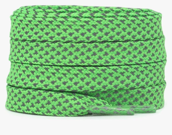 GRAH SANGRAH® (2 Pair) Reflective Flat Shoelaces For Sport, Running Casual Shoes - 120 CM, Green