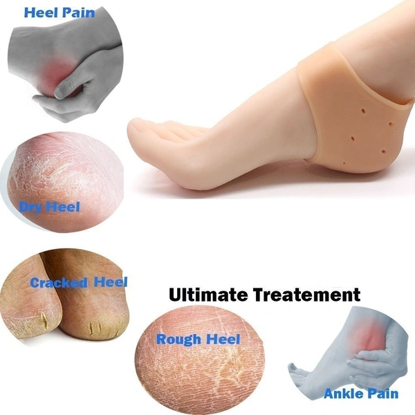 GRAH SANGRAH® Gel Heel Protector Insole Cups For Swelling, Pain Relief, Foot Care Support Cushion For Men And Women Or Stylish Plastic Shoe Horns (Multi, Heel Cup- 2 Pair) - Free Size
