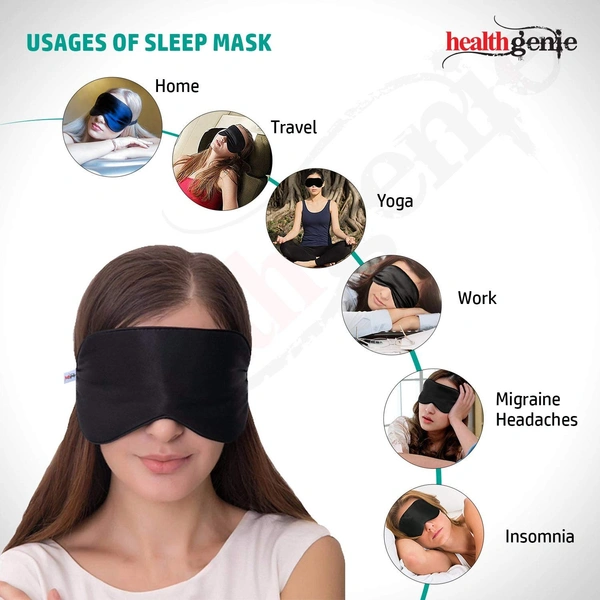 GRAH SANGRAH® Eye Mask for Sleeping with Adjustable Strap Super Soft Sleeping Mask Blind Fold for Comfortable Sleep Travelling Sleep Mask Pad  - Free Size