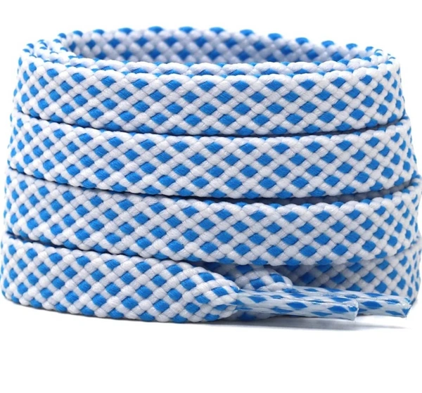 GRAH SANGRAH® (2 Pair) Flat Unisex Colorful Twill Shoelaces For GYM, Sport, Running Or Casual Shoelaces - 120 CM, Blue