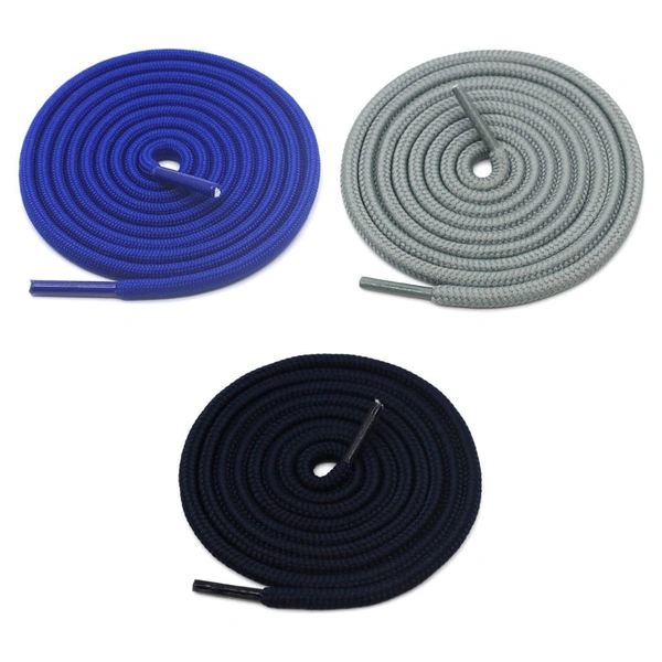 GRAH SANGRAH® 3 Pair (1 Pair Per Single Color) Unisex Shoes Laces For Sport, Running Casual Gym Shoelaces - 120 CM, Grey-Navy-Blue