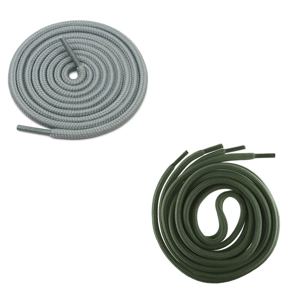 GRAH SANGRAH® 2 Pair (1 Pair Per Single Color) Unisex Shoes Laces For Sport, Running Casual Gym Shoelaces - 120 CM, Grey-Army Green