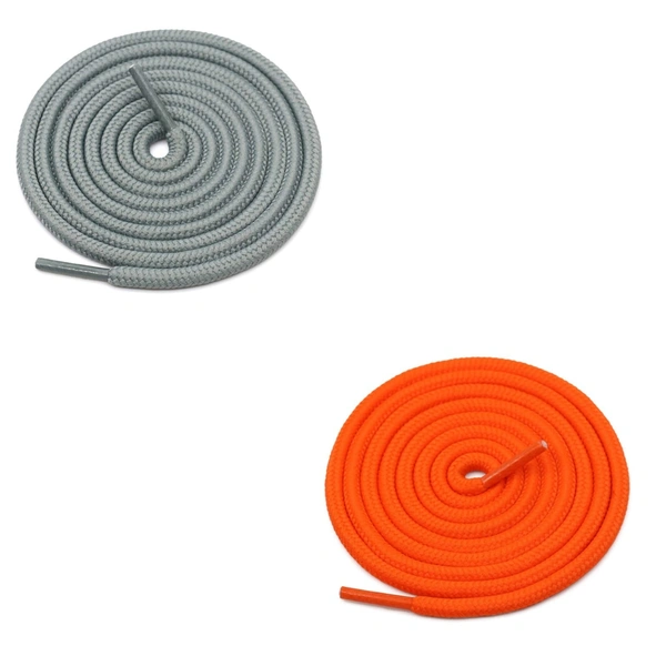 GRAH SANGRAH® 2 Pair (1 Pair Per Single Color) Unisex Shoes Laces For Sport, Running Casual Gym Shoelaces - 120 CM, Grey-Orange