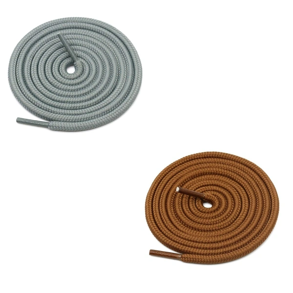 GRAH SANGRAH® 2 Pair (1 Pair Per Single Color) Unisex Shoes Laces For Sport, Running Casual Gym Shoelaces - 120 CM, Grey_ Camel