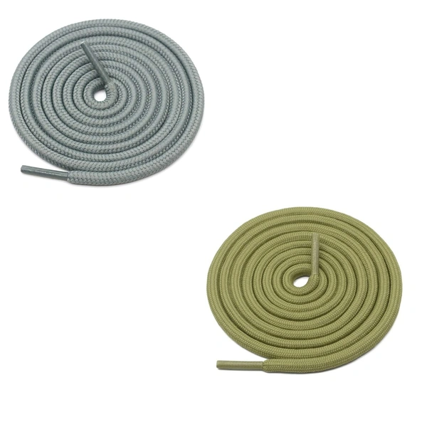 GRAH SANGRAH® 2 Pair (1 Pair Per Single Color) Unisex Shoes Laces For Sport, Running Casual Gym Shoelaces - 120 CM, Grey _ Olive