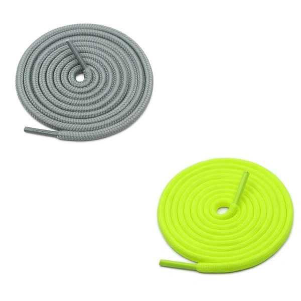 GRAH SANGRAH® 2 Pair (1 Pair Per Single Color) Unisex Shoes Laces For Sport, Running Casual Gym Shoelaces - 120 CM, Grey - Fluorescent