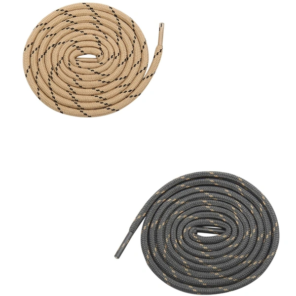 GRAH SANGRAH® (2 Pair) (1 Pair Per Single Color) Shoes Laces Athletic Shoelaces For Sport/Running Shoes Shoe Strings - 120 CM, Cream __ Grey
