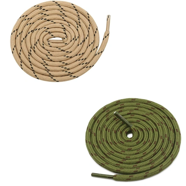 GRAH SANGRAH® (2 Pair) (1 Pair Per Single Color) Shoes Laces Athletic Shoelaces For Sport/Running Shoes Shoe Strings - 120 CM, Cream - Army Green Brown