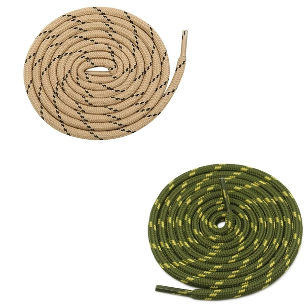GRAH SANGRAH® (2 Pair) (1 Pair Per Single Color) Shoes Laces Athletic Shoelaces For Sport/Running Shoes Shoe Strings - 120 CM, Cream _ Army Green Yellow