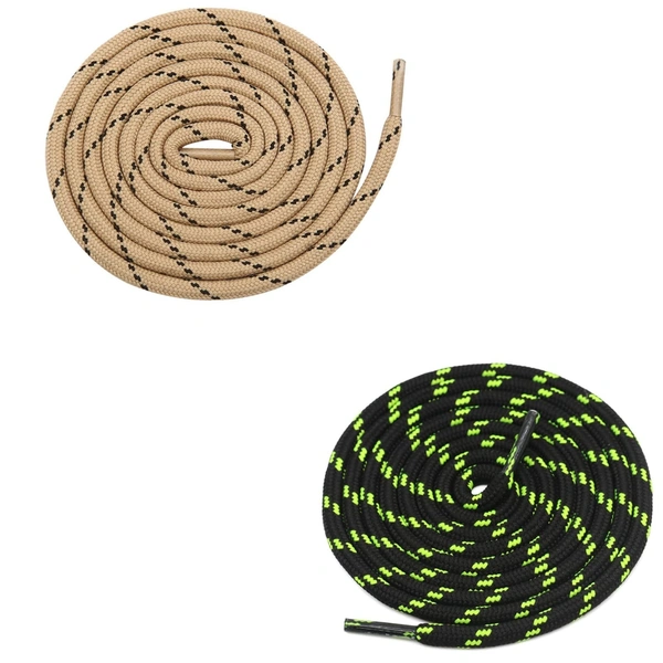 GRAH SANGRAH® (2 Pair) (1 Pair Per Single Color) Shoes Laces Athletic Shoelaces For Sport/Running Shoes Shoe Strings - 120 CM, Cream-Fluorescent-BLK