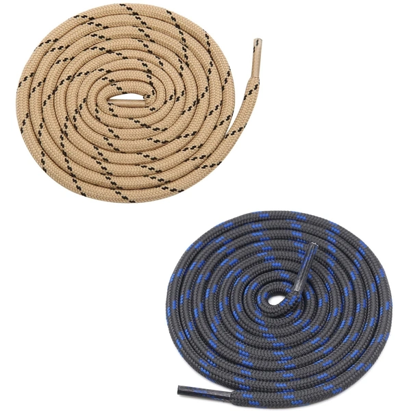 GRAH SANGRAH® (2 Pair) (1 Pair Per Single Color) Shoes Laces Athletic Shoelaces For Sport/Running Shoes Shoe Strings - 120 CM, Cream- Dark Grey Blue