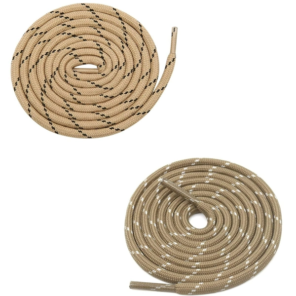 GRAH SANGRAH® (2 Pair) (1 Pair Per Single Color) Shoes Laces Athletic Shoelaces For Sport/Running Shoes Shoe Strings - 120 CM, Cream Black - Khaki White