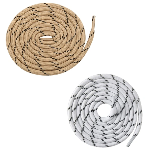 GRAH SANGRAH® (2 Pair) (1 Pair Per Single Color) Shoes Laces Athletic Shoelaces For Sport/Running Shoes Shoe Strings - 120 CM, Cream-White Black