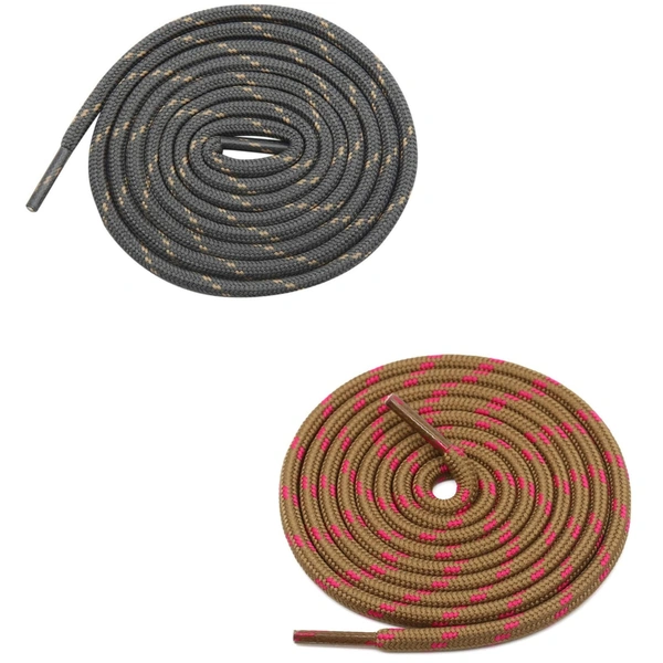 GRAH SANGRAH® (2 Pair) (1 Pair Per Single Color) Shoes Laces Athletic Shoelaces For Sport/Running Shoes Shoe Strings - 120 CM, Grey-Brown Rose Red