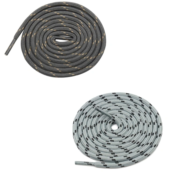 GRAH SANGRAH® (2 Pair) (1 Pair Per Single Color) Shoes Laces Athletic Shoelaces For Sport/Running Shoes Shoe Strings - 120 CM, Grey-Grey Black