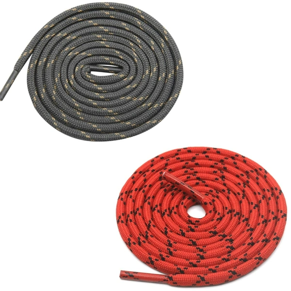 GRAH SANGRAH® (2 Pair) (1 Pair Per Single Color) Shoes Laces Athletic Shoelaces For Sport/Running Shoes Shoe Strings - 120 CM, Grey - Red Black