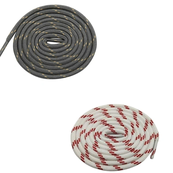GRAH SANGRAH® (2 Pair) (1 Pair Per Single Color) Shoes Laces Athletic Shoelaces For Sport/Running Shoes Shoe Strings - 120 CM, Grey _ White Red