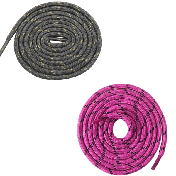 GRAH SANGRAH® (2 Pair) (1 Pair Per Single Color) Shoes Laces Athletic Shoelaces For Sport/Running Shoes Shoe Strings - 120 CM, Grey - Hot Pink