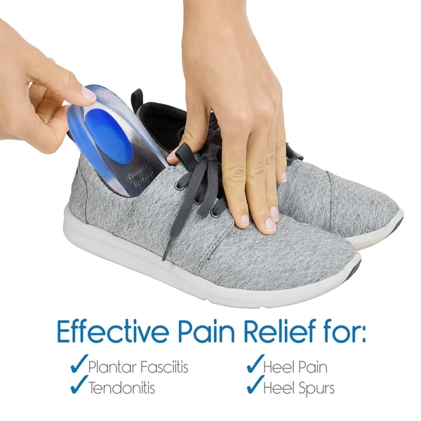 GRAH SANGRAH® Gel Heel Protector Insole Cups for Swelling, Pain Relief, Foot Care Support Cushion for Men and Women or Stylish Plastic Shoe Horns (Multi, Heel Cup- 1 Pair) - Free Size