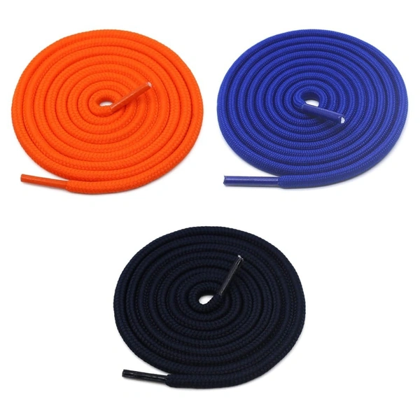 GRAH SANGRAH® 3 Pair (1 Pair Per Single Color) Unisex Shoes Laces For Sport, Running Casual Gym Shoelaces - 120 CM, Navy-Blue-Orange