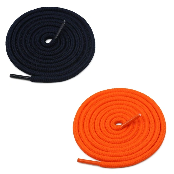 GRAH SANGRAH® 2 Pair (1 Pair Per Single Color) Unisex Shoes Laces For Sport, Running Casual Gym Shoelaces - 120 CM, Navy - Orange