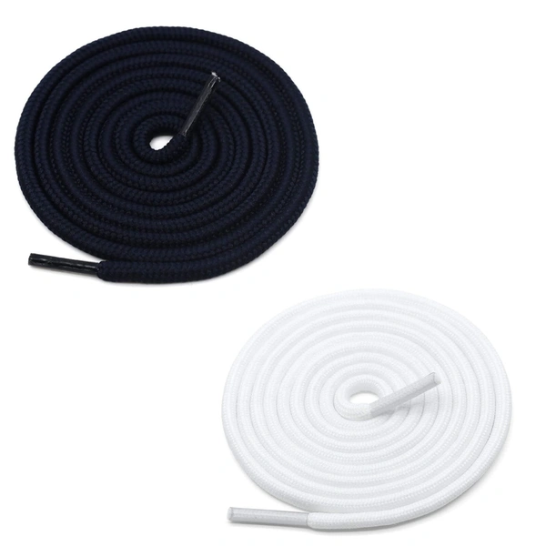 GRAH SANGRAH® 2 Pair (1 Pair Per Single Color) Unisex Shoes Laces For Sport, Running Casual Gym Shoelaces - 120 CM, Navy-White