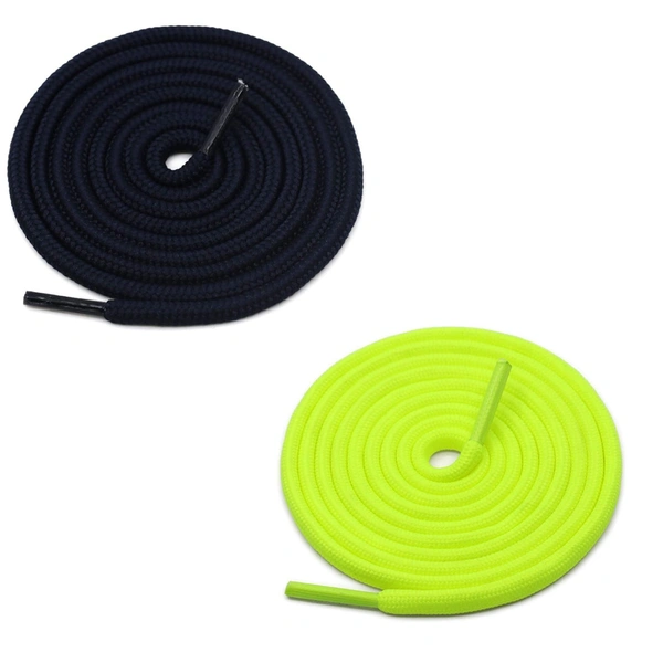 GRAH SANGRAH® 2 Pair (1 Pair Per Single Color) Unisex Shoes Laces For Sport, Running Casual Gym Shoelaces - 120 CM, Navy-Fluorescent