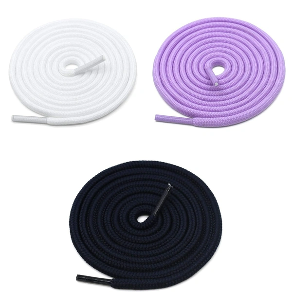 GRAH SANGRAH® 3 Pair (1 Pair Per Single Color) Unisex Shoes Laces For Sport, Running Casual Gym Shoelaces - 120 CM, Navy _ Purple _ White