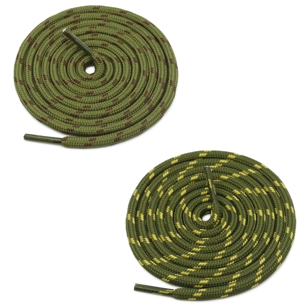 GRAH SANGRAH® (2 Pair) (1 Pair Per Single Color) Shoes Laces Athletic Shoelaces For Sport/Running Shoes Shoe Strings - 120 CM, Army Green-Brown-Army Green-Yellow
