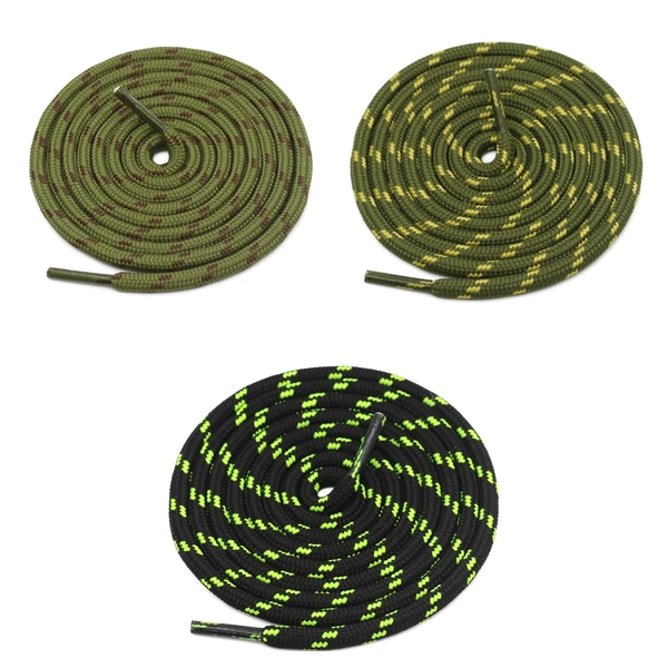 GRAH SANGRAH® (3 Pair) (1 Pair Per Single Color) Shoes Laces Athletic Shoelaces For Sport/Running Shoes Shoe Strings - 120 CM, Army Green Brown _ Army Green Yellow_ Black Fluorescent